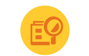 Icon of magnifying glass and paper
